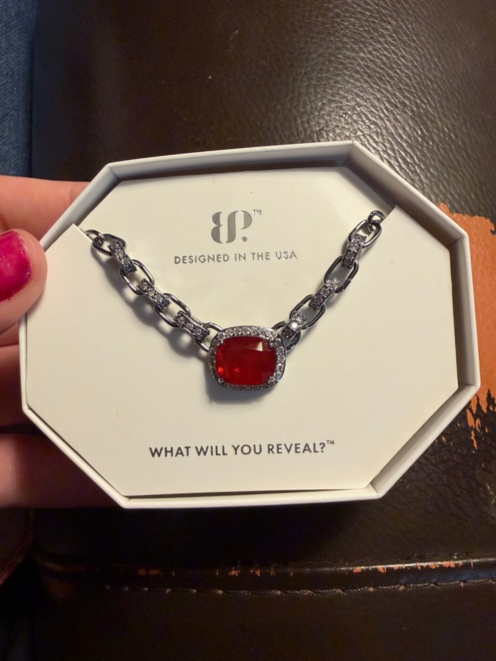 BP July 2025 Ruby Necklace Glimmers of Joy hematite plating